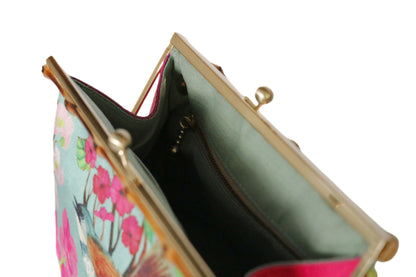 Garden Delight: Twilight Whimsy Bright Pink Handle Bamboo Handbag