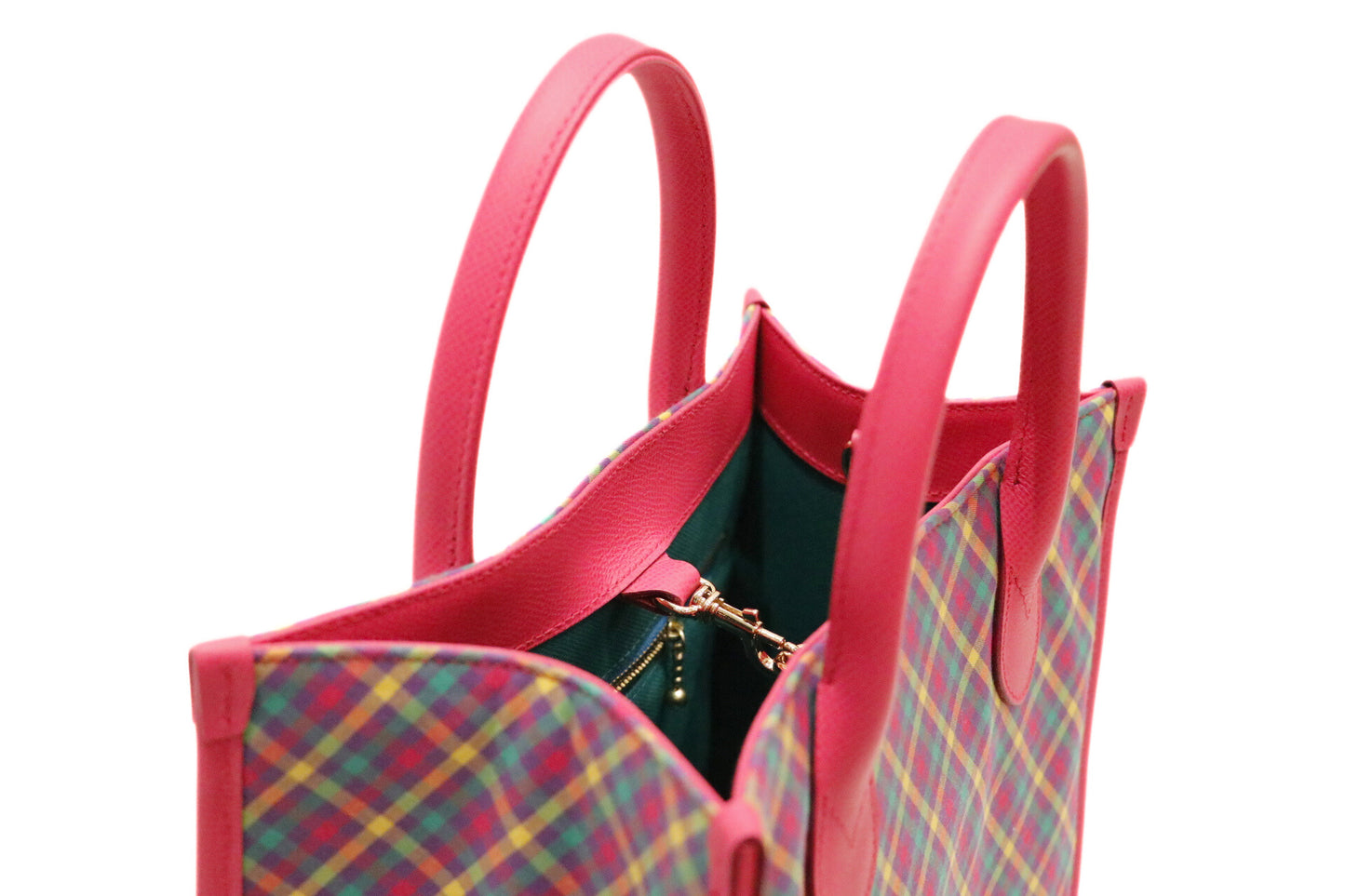 Preppy Heaven: Hot Pink Plaid Shoulder Bag (Medium)