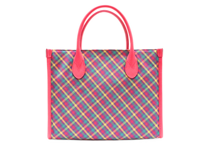 Preppy Heaven: Hot Pink Plaid Shoulder Bag (Medium)